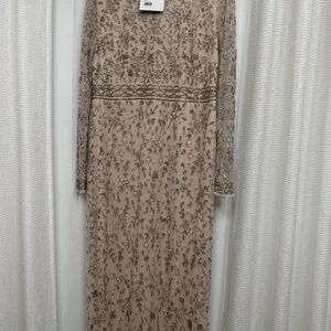 Mac Duggal High Neck Long Sleeve Embellished Dress